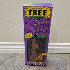 VTG Fun World Light Up Halloween Ceramic Haunted Tree Jack O’Lanterns Base
